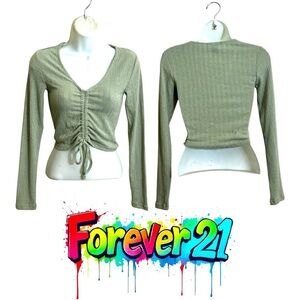 Forever 21 Women's Green Ruched Top